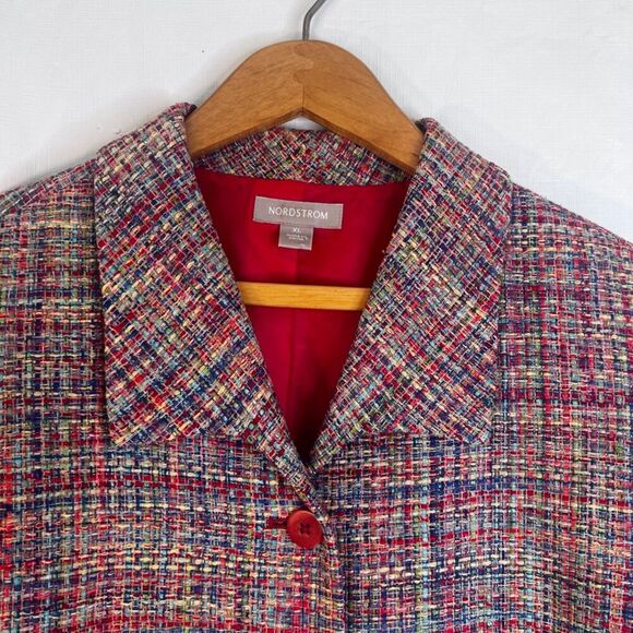 Nordstrom Colorful Tweed 100% Silk Blazer Jacket Lightweight Bold Maximal Sz XL - Picture 7 of 11
